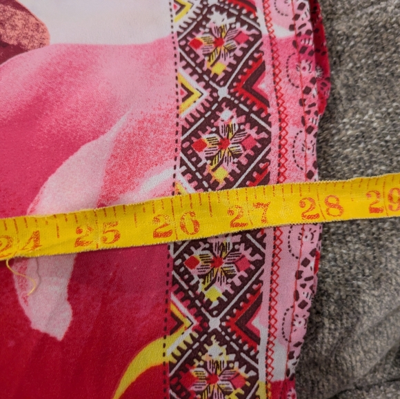 Ashley Stewart Floral V-Neck Ruffle Sleeve Blouse - Pink & Yellow - Picture 8 of 9